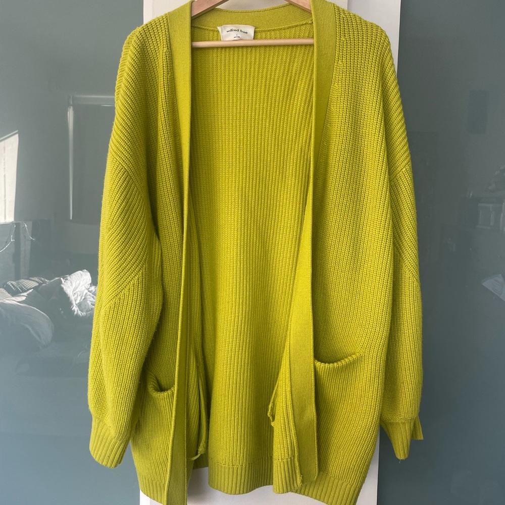 Aritzia Vibrant Yellow Merino Wool Open Cardigan